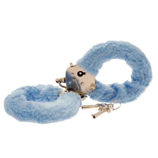 ToyJoy Furry Fun Hand Cuffs Pale Blue Plush
